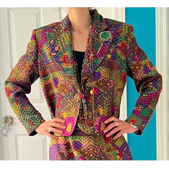 Haute Couture Écaille Paris multicoloured  embellished wool & silk brocade - Picture 8 of 16